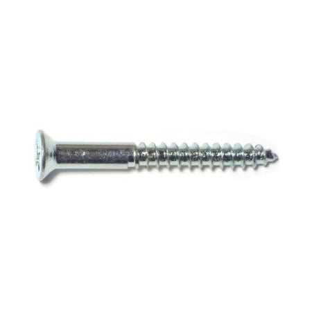 Wood Screw, #8, 1-1/2 In, Zinc Plated Steel Flat Head Phillips Drive, 30 PK